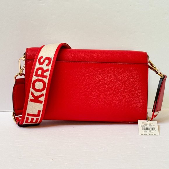 Michael Kors Jet Set Item Large Zip Around Wallet Crossbody Bag Bright Red - Picture 4 of 9